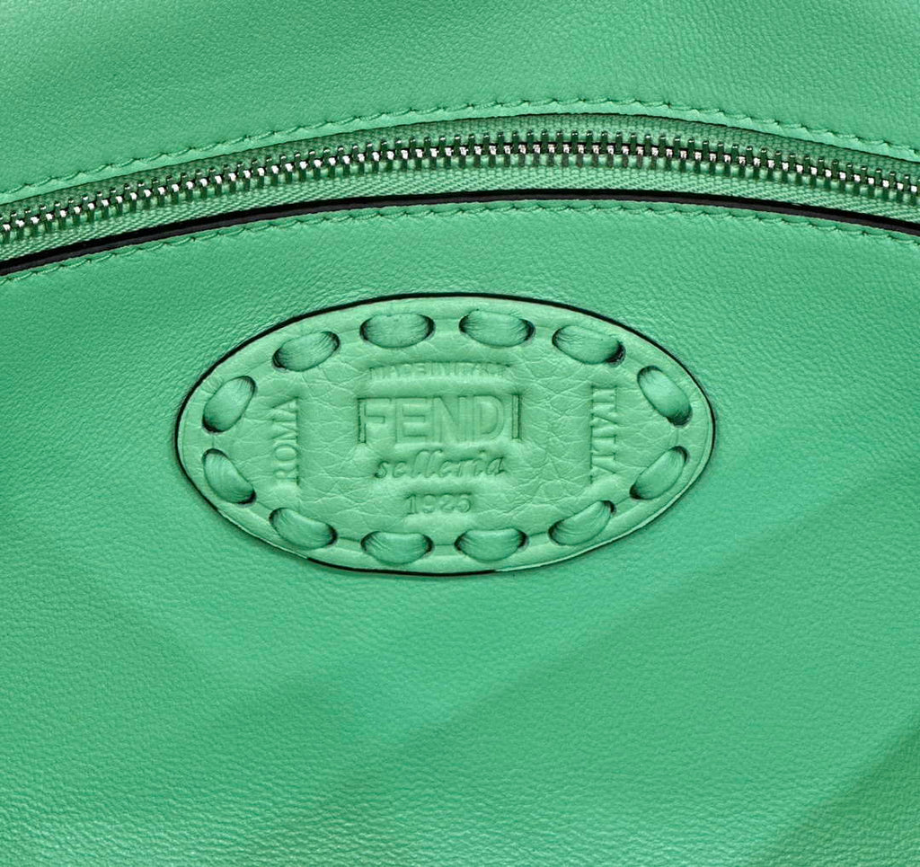 Fendi 8BR600 Baguette Green Selleria bag with Oversized Topstitching 8610