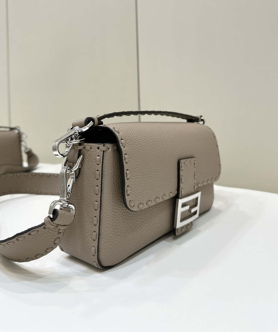 Fendi 8BR600 Baguette Grey Selleria bag with Oversized Topstitching 8610 - Default Title - View 2