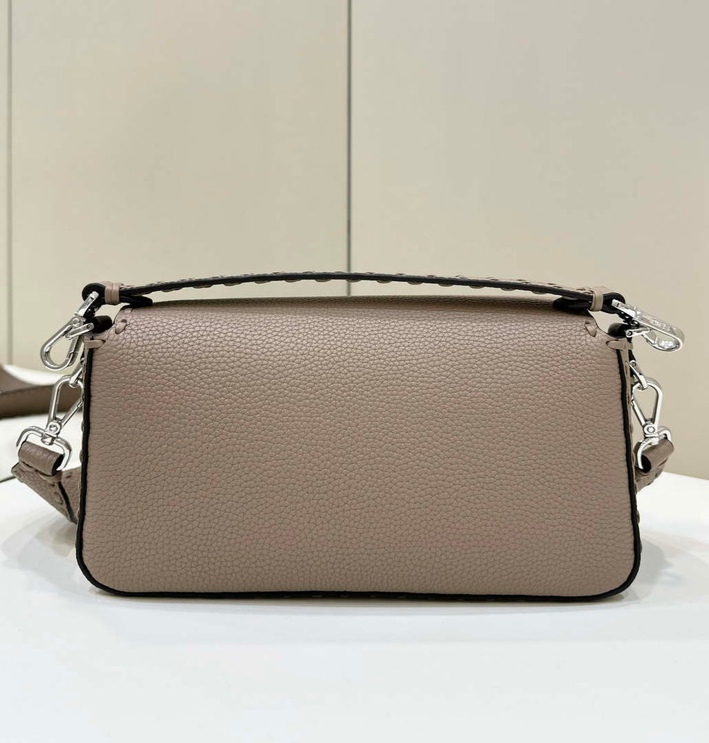 Fendi 8BR600 Baguette Grey Selleria bag with Oversized Topstitching 8610