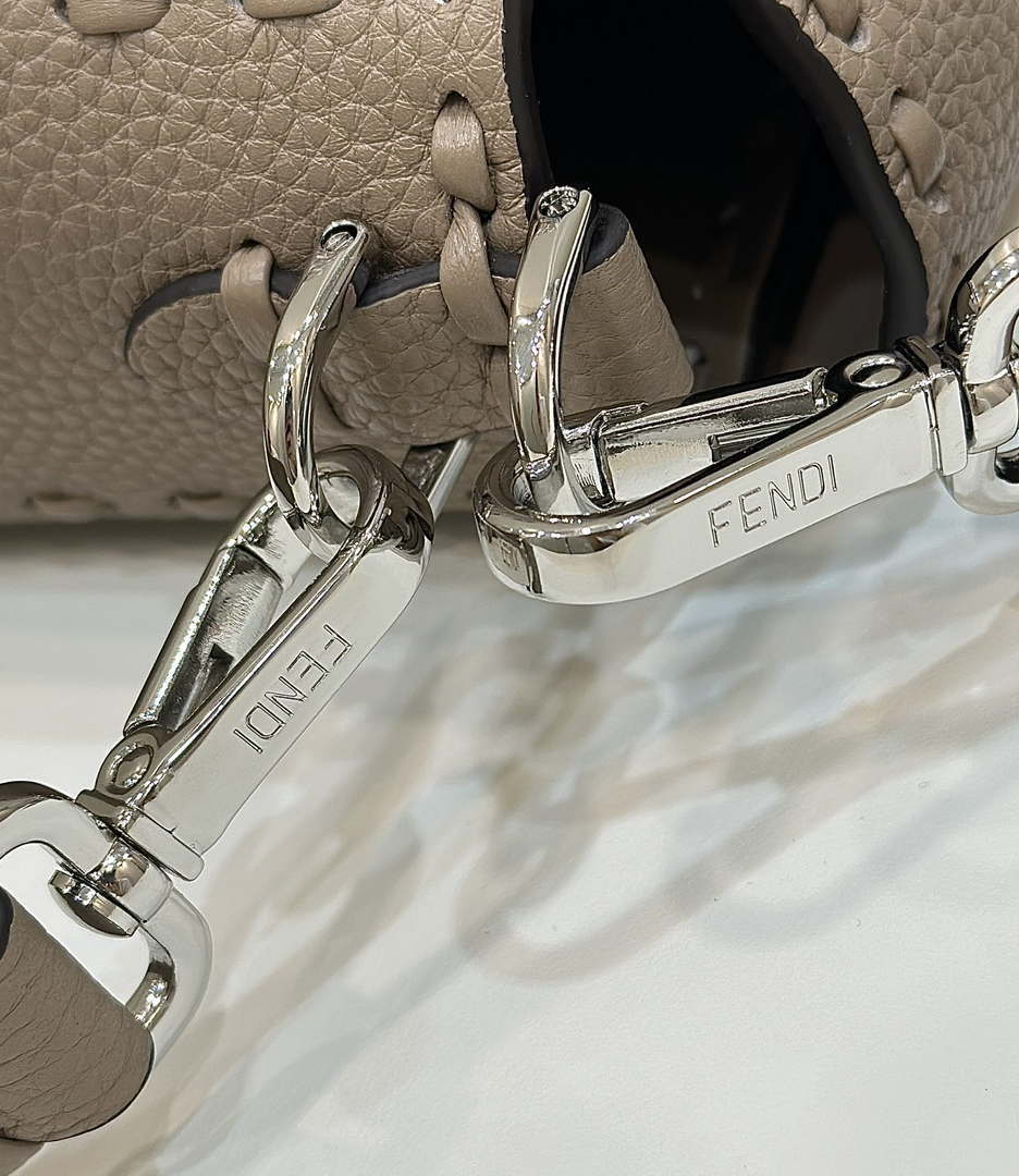 Fendi 8BR600 Baguette Grey Selleria bag with Oversized Topstitching 8610 - Default Title - View 8