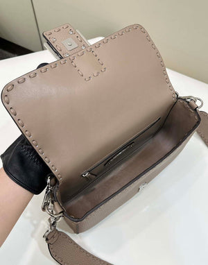 Fendi 8BR600 Baguette Grey Selleria bag with Oversized Topstitching 8610 - Default Title - View 9