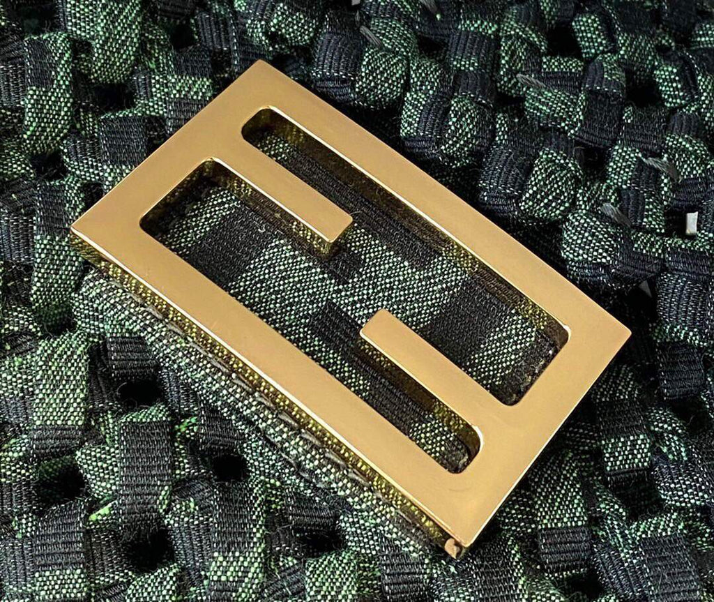 Fendi 8BR600 Baguette Jacquard Fabric Interlace Bag 8267S Green - luxibagsmall