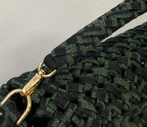 Fendi 8BR600 Baguette Jacquard Fabric Interlace Bag 8267S Green - luxibagsmall