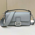 Fendi 8BR600 Baguette Light Blue Selleria bag with Oversized Topstitching 8610 - Default Title - View 1