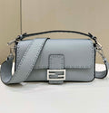 Fendi 8BR600 Baguette Light Blue Selleria bag with Oversized Topstitching 8610