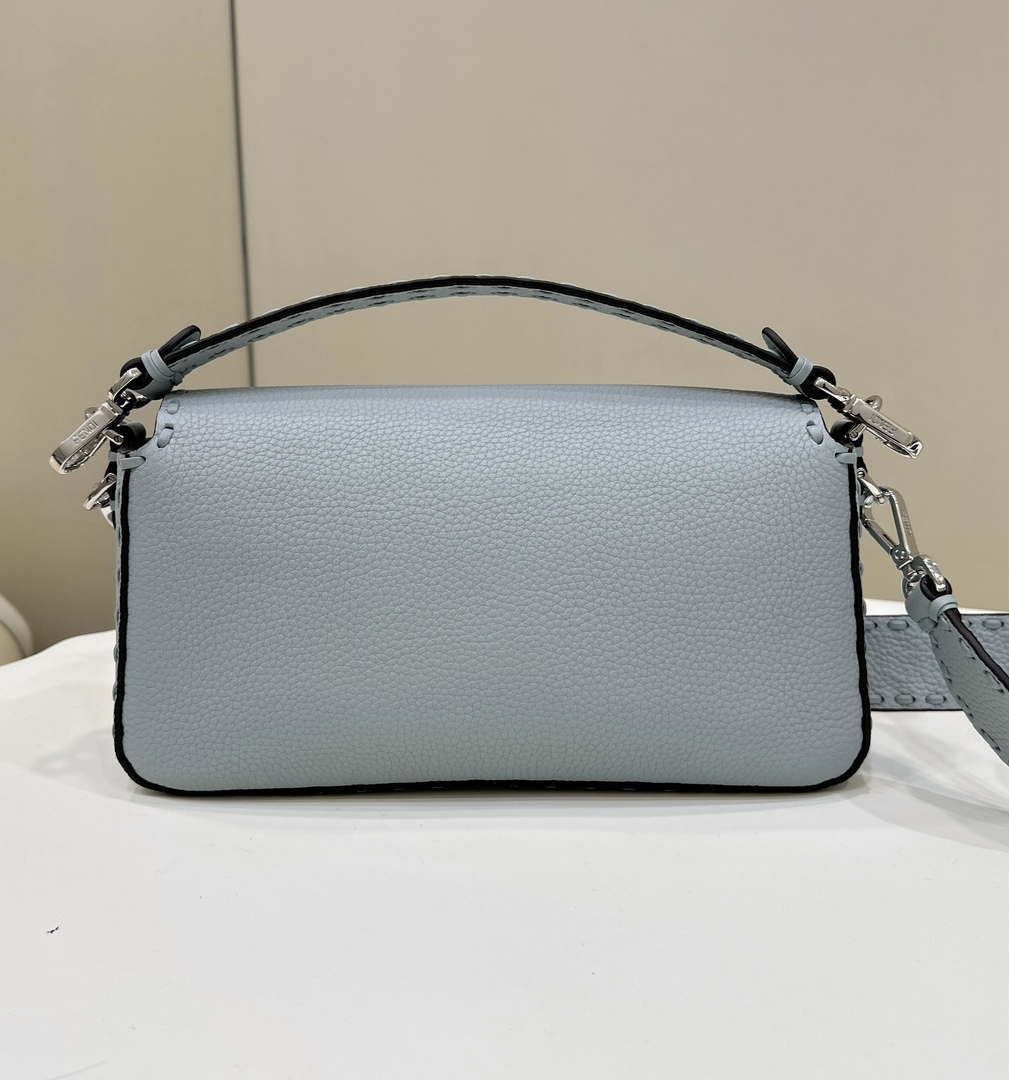 Fendi 8BR600 Baguette Light Blue Selleria bag with Oversized Topstitching 8610 - Default Title - View 3
