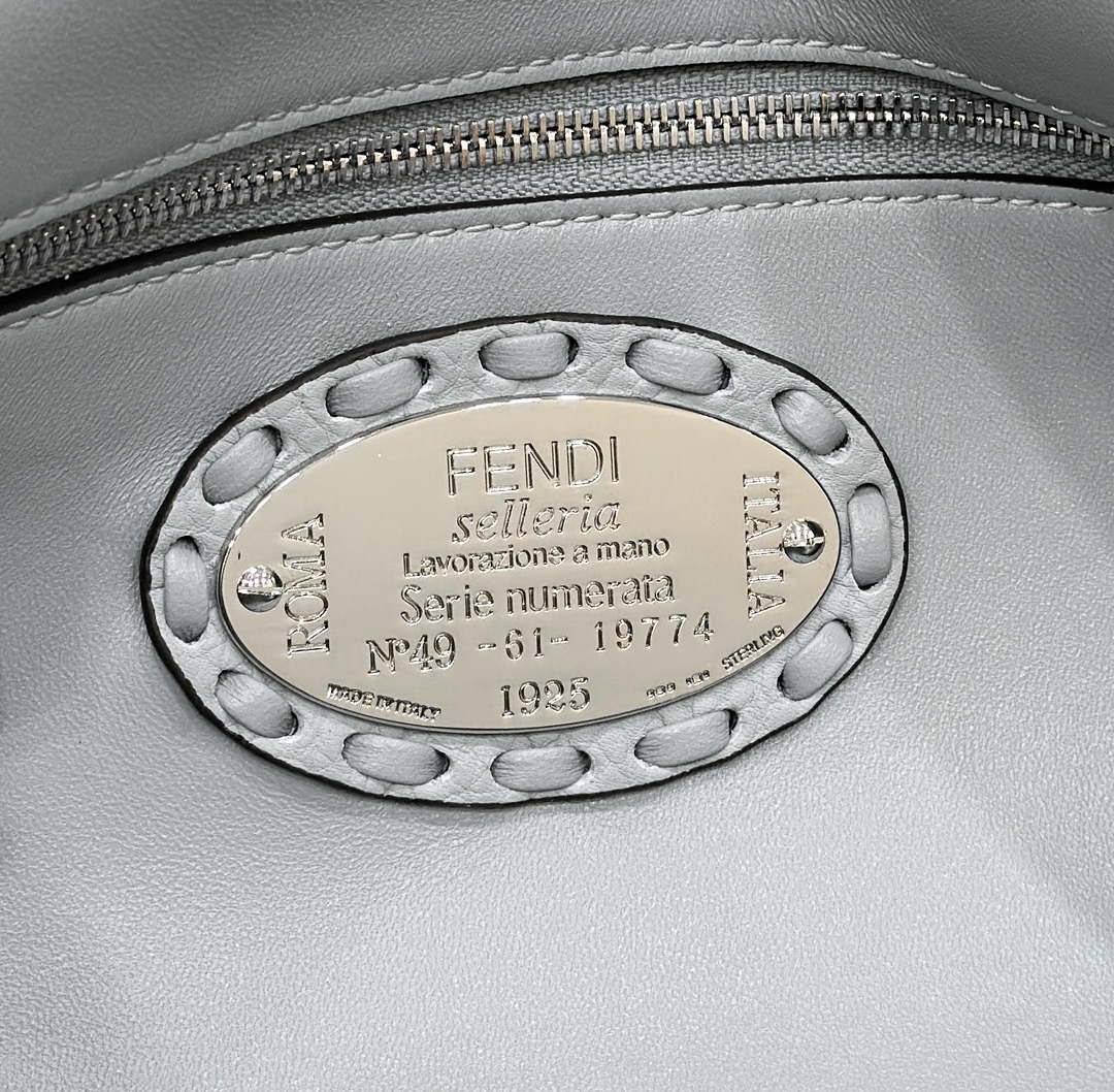 Fendi 8BR600 Baguette Light Blue Selleria bag with Oversized Topstitching 8610 - Default Title - View 6