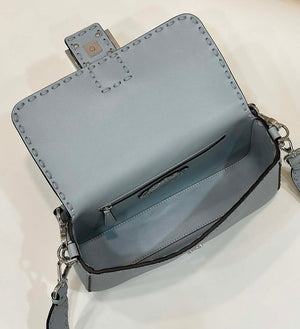 Fendi 8BR600 Baguette Light Blue Selleria bag with Oversized Topstitching 8610 - Default Title - View 9