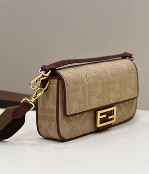 Fendi 8BR600 Baguette Medium Apricot bag with FF embroidery - Default Title - View 2