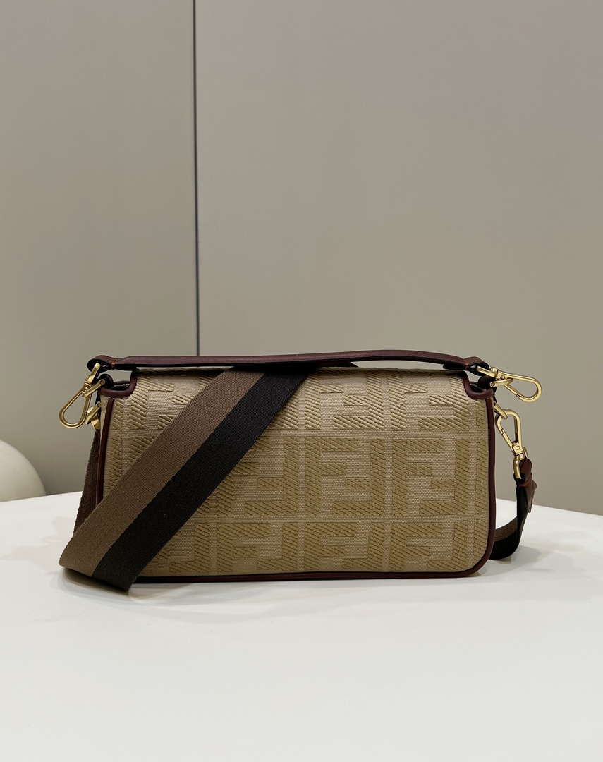 Fendi 8BR600 Baguette Medium Apricot bag with FF embroidery - Default Title - View 3