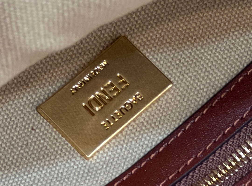 Fendi 8BR600 Baguette Medium Apricot bag with FF embroidery
