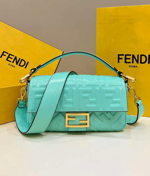 Fendi 8BR600 Baguette Medium Aqua leather 0135M bag - Default Title - View 1