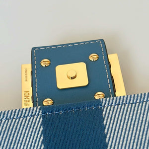Fendi 8BR600 Baguette Medium bag Blue denim-effect FF jacquard bag - Default Title - View 8