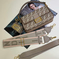 Fendi 8BR600 Baguette Medium bag Brown denim-effect FF jacquard bag - Default Title - View 1