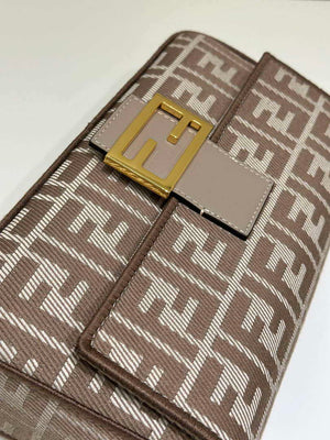 Fendi 8BR600 Baguette Medium bag Brown denim-effect FF jacquard bag - Default Title - View 5