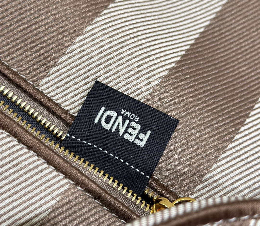 Fendi 8BR600 Baguette Medium bag Brown denim-effect FF jacquard bag