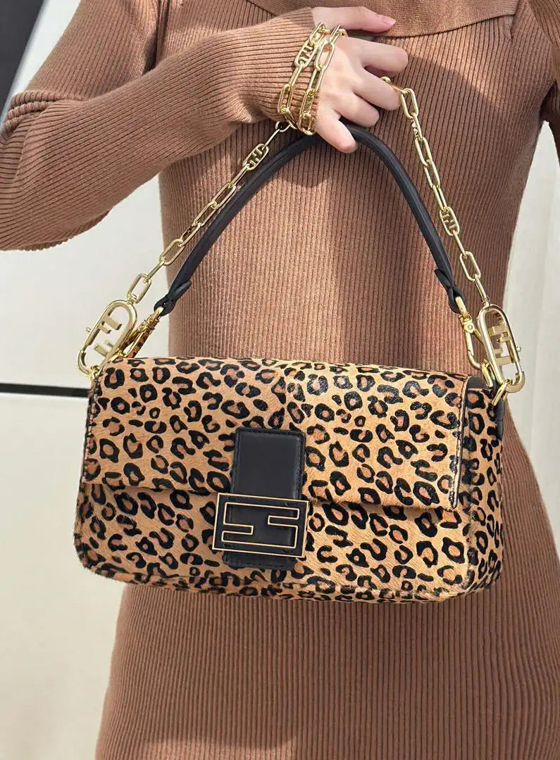 Fendi 8BR600 Baguette Medium bag Printed cavallino calfskin bag 8691M