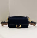 Fendi 8BR600 Baguette Medium bag with FF embroidery 0159A Black