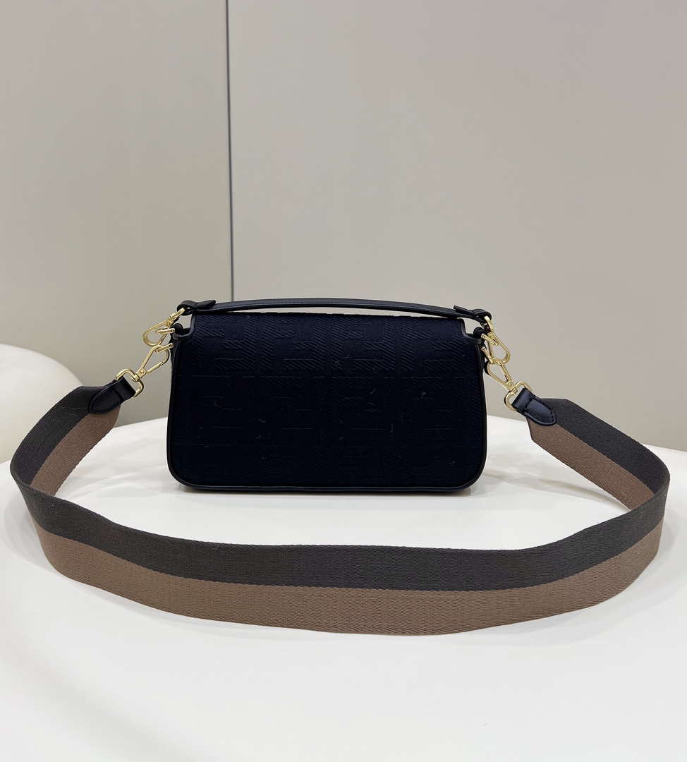 Fendi 8BR600 Baguette Medium bag with FF embroidery 0159A Black - Default Title - View 2