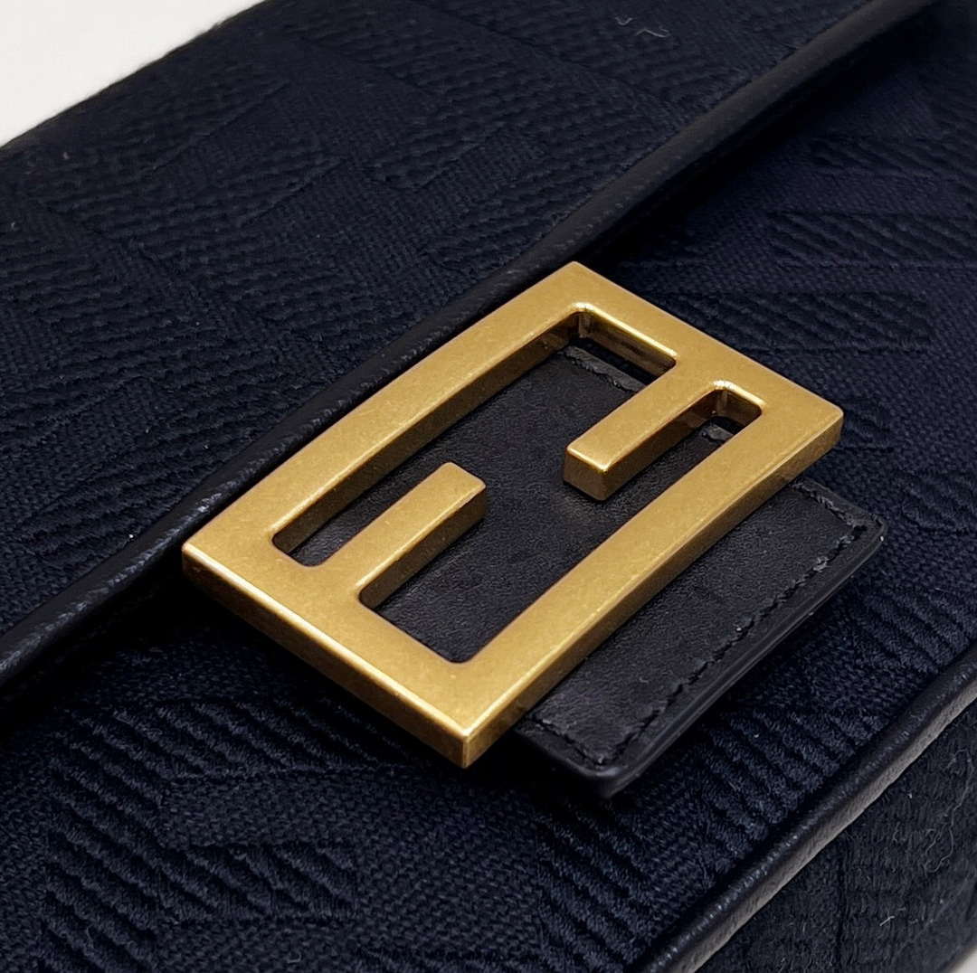 Fendi 8BR600 Baguette Medium bag with FF embroidery 0159A Black - Default Title - View 5