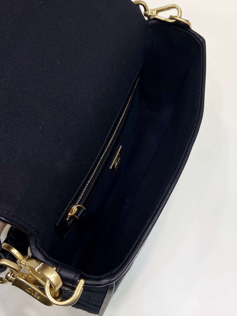 Fendi 8BR600 Baguette Medium bag with FF embroidery 0159A Black - Default Title - View 9