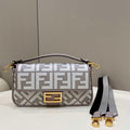 Fendi 8BR600 Baguette Medium bag with FF embroidery 0159AM Gray - Default Title - View 1