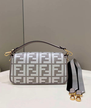 Fendi 8BR600 Baguette Medium bag with FF embroidery 0159AM Gray - Default Title - View 2