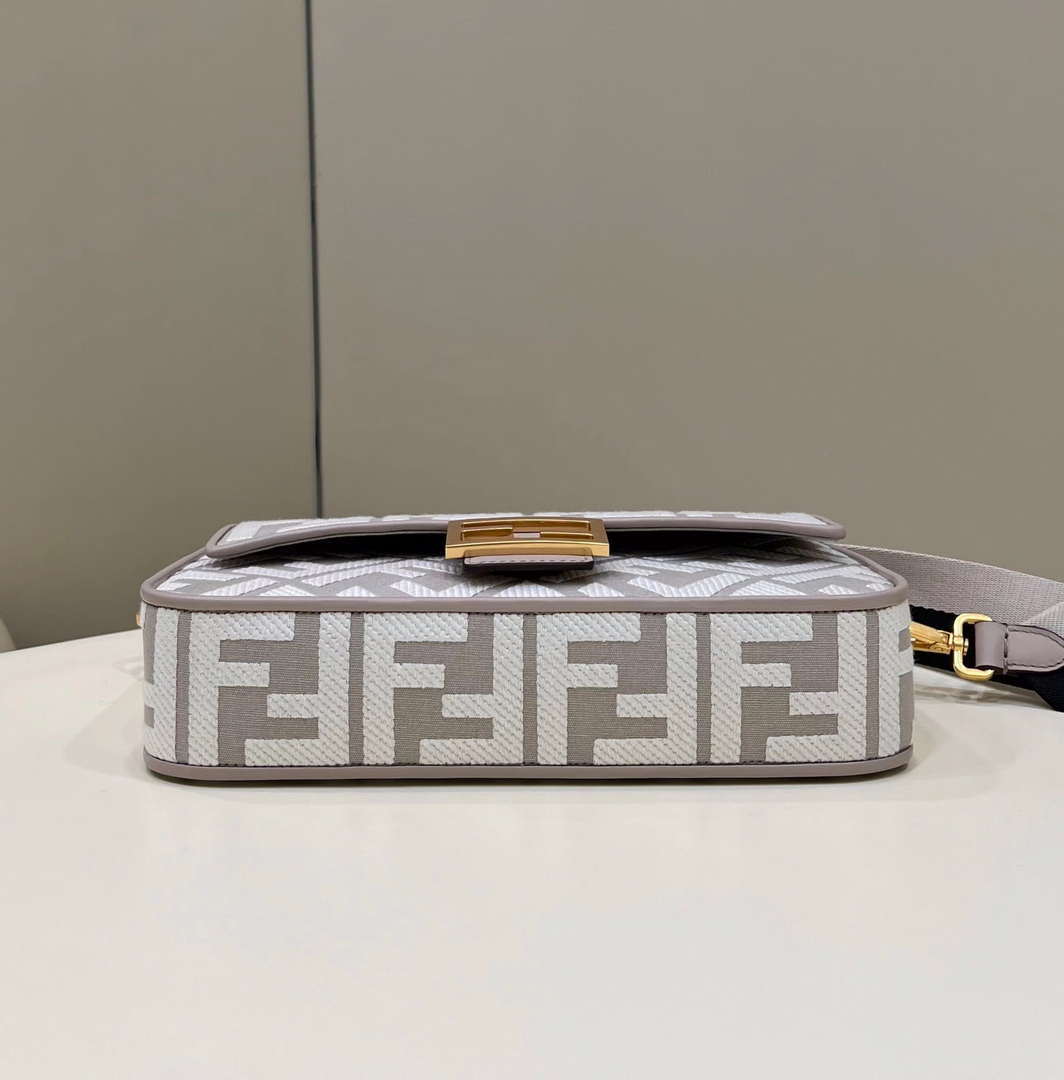Fendi 8BR600 Baguette Medium bag with FF embroidery 0159AM Gray - Default Title - View 4