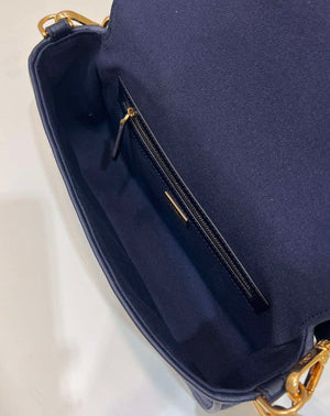Fendi 8BR600 Baguette Medium bag with FF embroidery 0159AM Navy Blue - Default Title - View 9