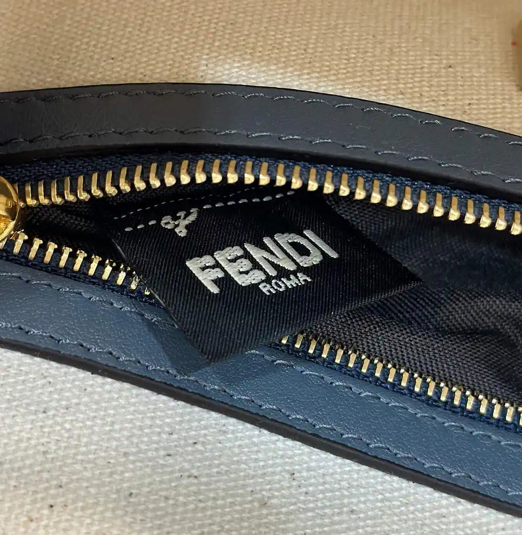 Fendi 8BR600 Baguette Medium bag with FF embroidery 0159BM Brown& Blue
