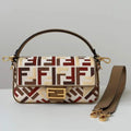 Fendi 8BR600 Baguette Medium bag with FF embroidery 0159BM Wine Red