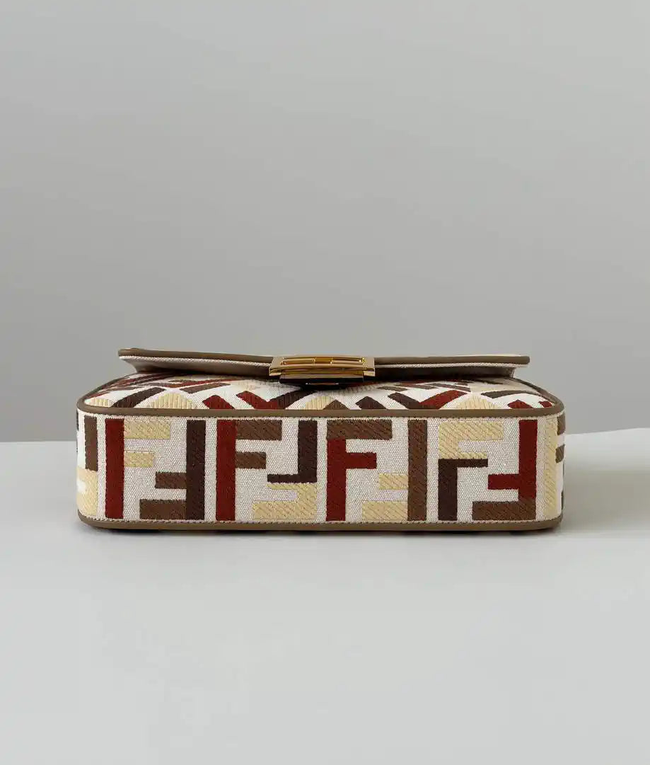 Fendi 8BR600 Baguette Medium bag with FF embroidery 0159BM Wine Red