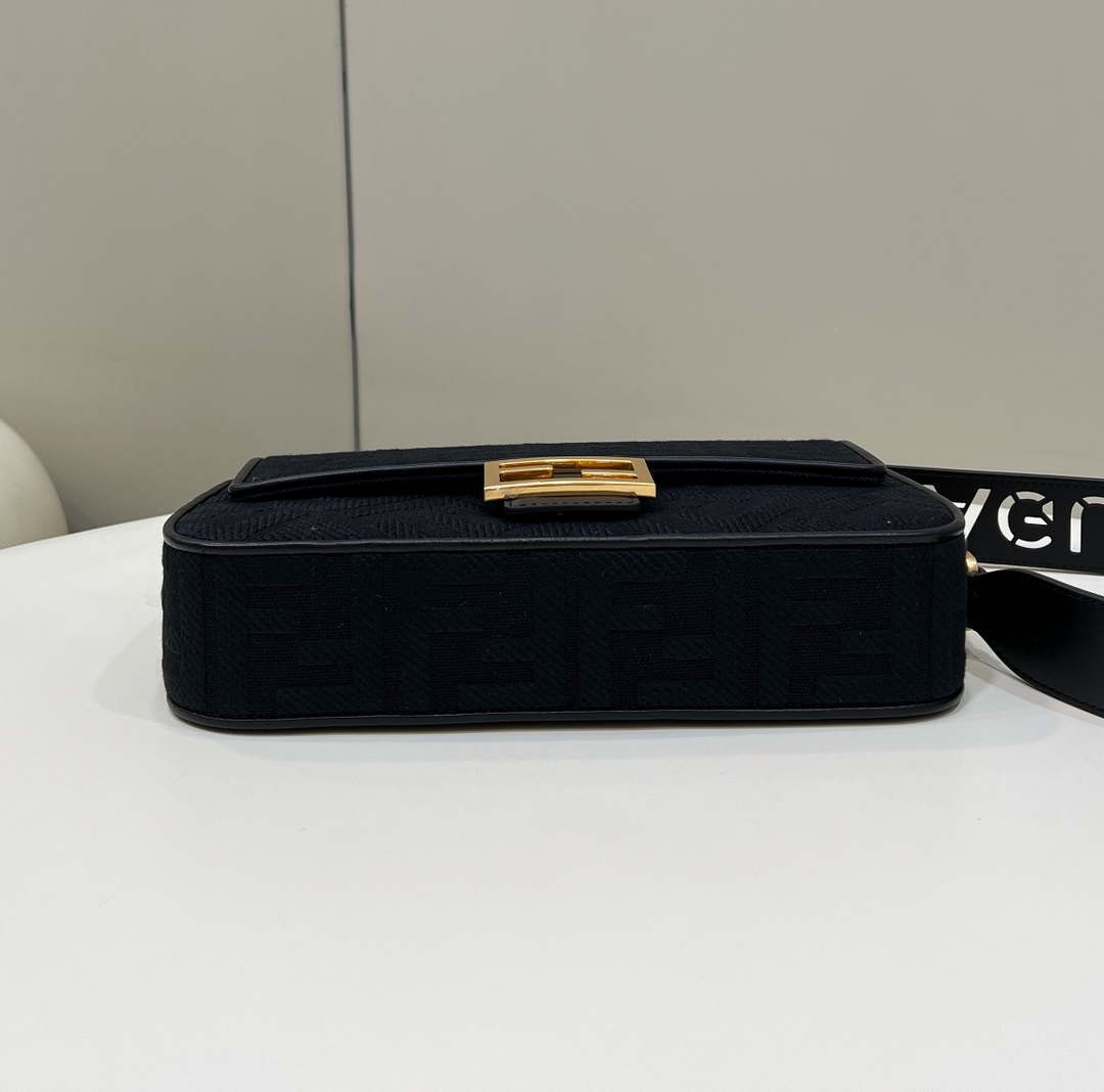 Fendi 8BR600 Baguette Medium bag with FF embroidery 8598 Black