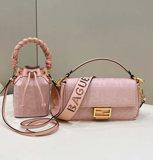 Fendi 8BR600 Baguette Medium bag with FF embroidery 8598 Pink - Default Title - View 2