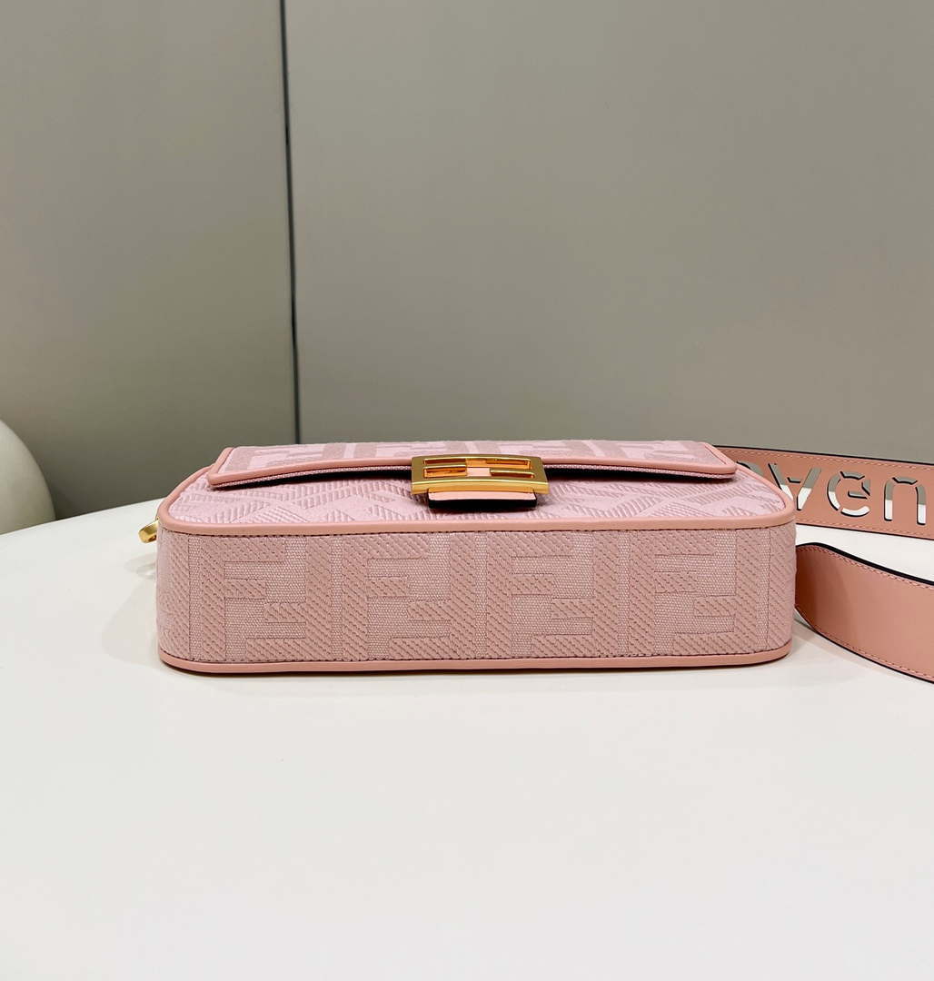 Fendi 8BR600 Baguette Medium bag with FF embroidery 8598 Pink - Default Title - View 5