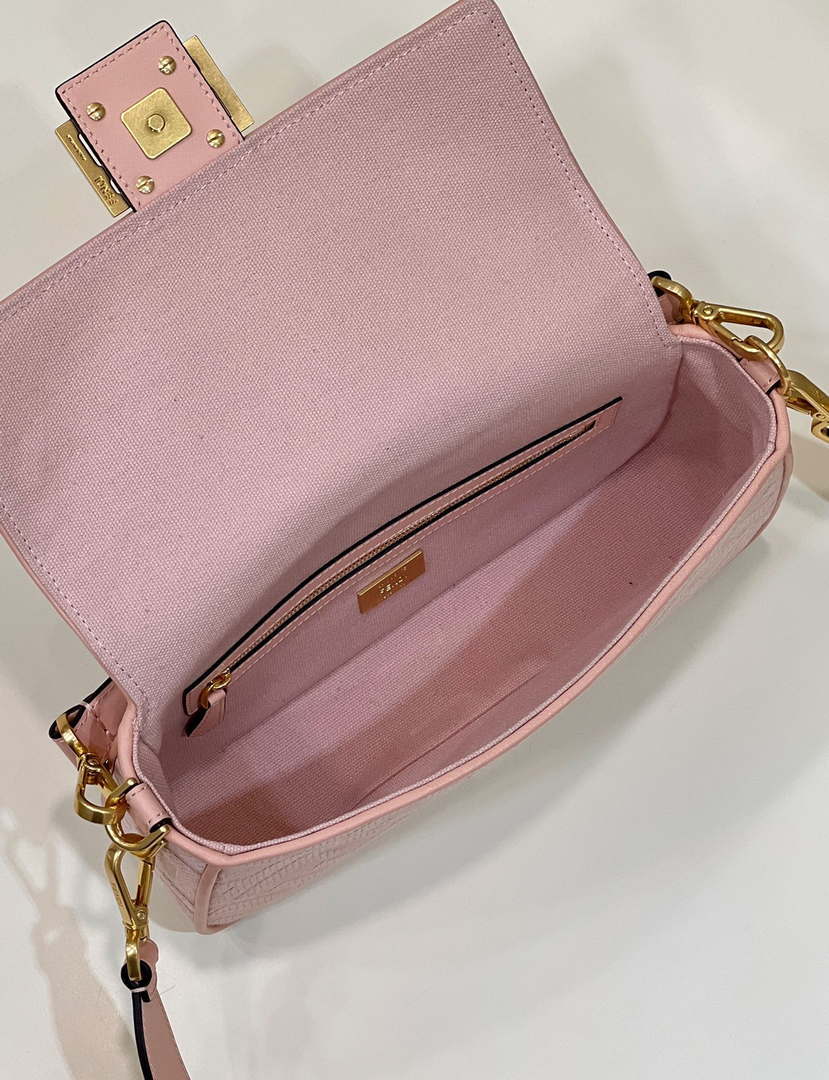 Fendi 8BR600 Baguette Medium bag with FF embroidery 8598 Pink