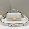 Fendi 8BR600 Baguette Medium bag with FF embroidery 8598 White - Default Title - View 1