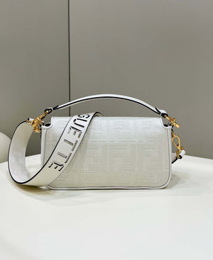 Fendi 8BR600 Baguette Medium bag with FF embroidery 8598 White - Default Title - View 3
