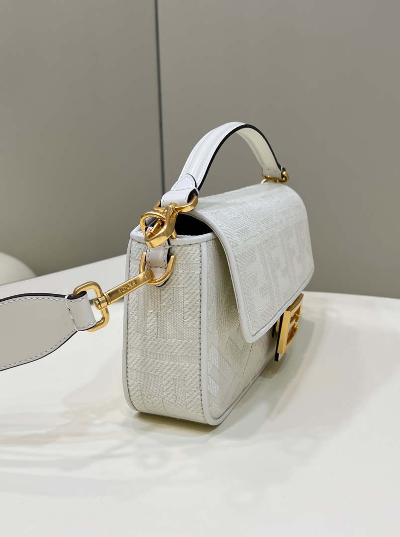 Fendi 8BR600 Baguette Medium bag with FF embroidery 8598 White - Default Title - View 4