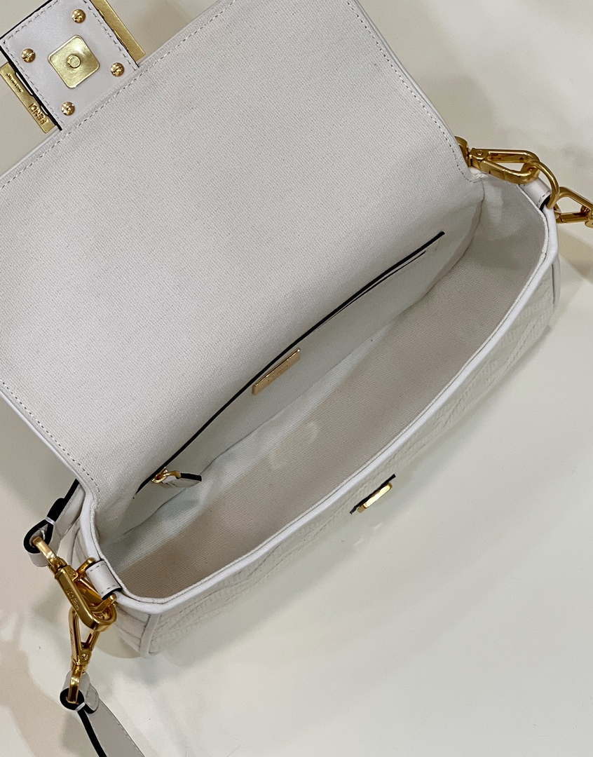 Fendi 8BR600 Baguette Medium bag with FF embroidery 8598 White - Default Title - View 10