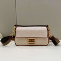 Fendi 8BR600 Baguette Medium bag with FF embroidery Beige 0159A - Default Title - View 1