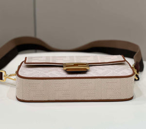 Fendi 8BR600 Baguette Medium bag with FF embroidery Beige 0159A - Default Title - View 4