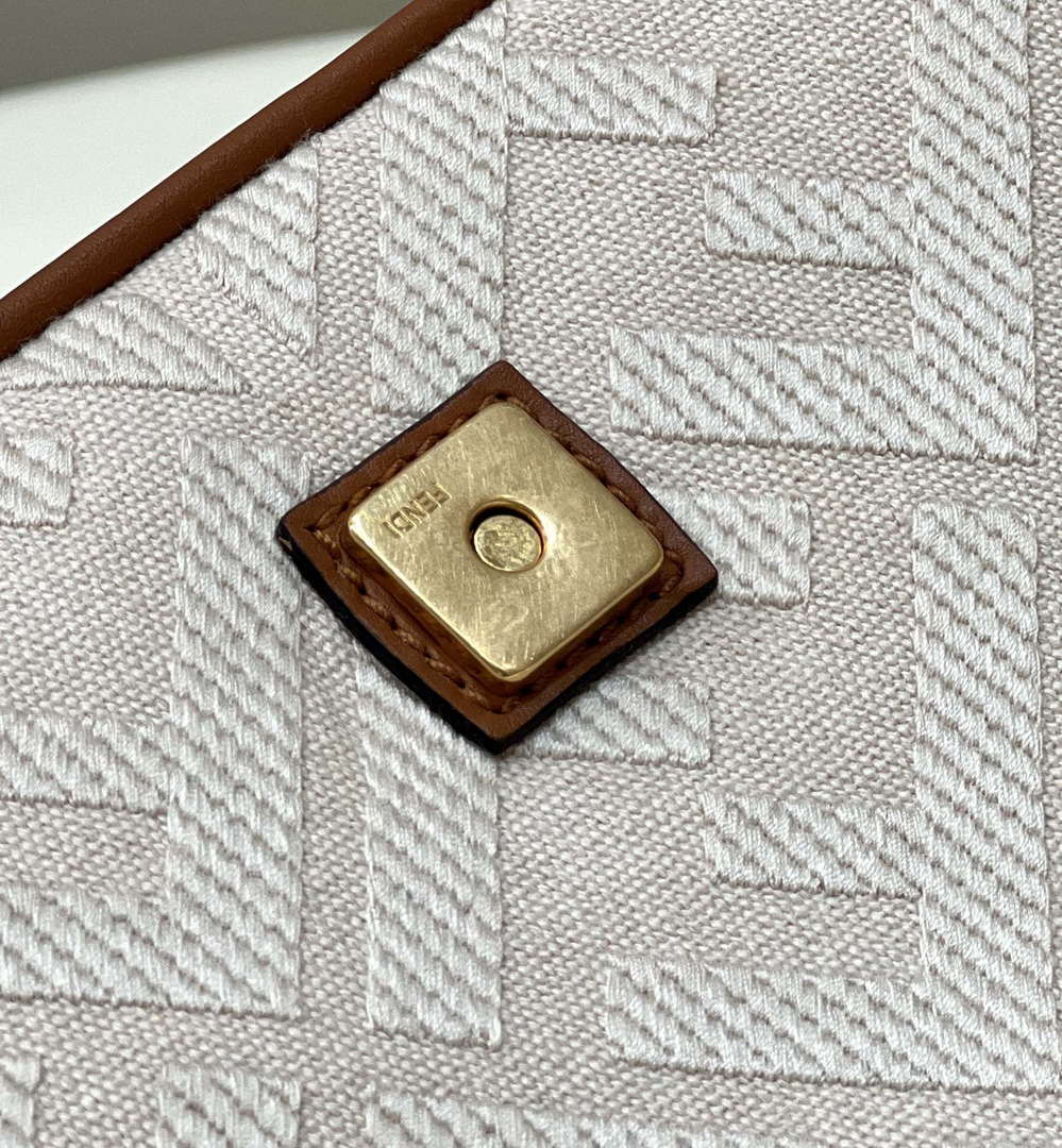 Fendi 8BR600 Baguette Medium bag with FF embroidery Beige 0159A - Default Title - View 7