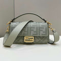 Fendi 8BR600 Baguette Medium bag with FF embroidery Light green 0159A - Default Title - View 1
