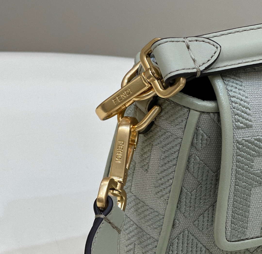 Fendi 8BR600 Baguette Medium bag with FF embroidery Light green 0159A - Default Title - View 7