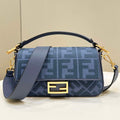 Fendi 8BR600 Baguette Medium bag with FF embroidery Sky Blue 0159A - Default Title - View 1
