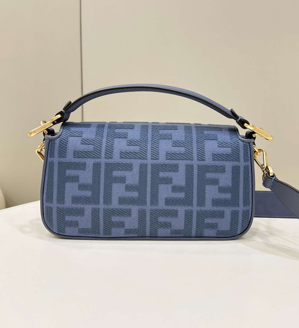Fendi 8BR600 Baguette Medium bag with FF embroidery Sky Blue 0159A - Default Title - View 2