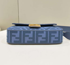 Fendi 8BR600 Baguette Medium bag with FF embroidery Sky Blue 0159A - Default Title - View 4