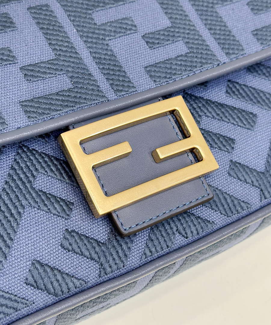 Fendi 8BR600 Baguette Medium bag with FF embroidery Sky Blue 0159A - Default Title - View 5