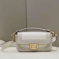 Fendi 8BR600 Baguette Medium Beige hand-woven leather 8536 bag - Default Title - View 1